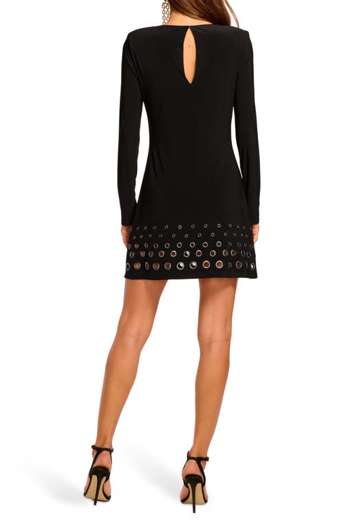 Ramy Brook Dorinda Jersey Embellished Long Sleeve Mini Dress In Black