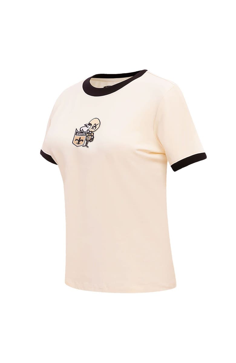 PRO STANDARD Women's Pro Standard Cream New Orleans Saints Retro Classic Ringer T-Shirt, Alternate, color,