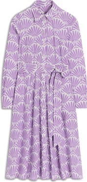 Boden Amy Print Long Sleeve Stretch Cotton Shirtdress