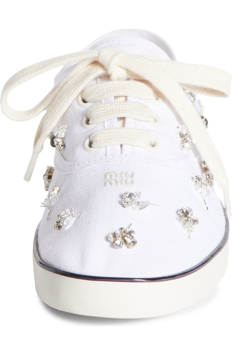 Miu Miu Crystal Embellished Low Top Canvas Sneaker, Alternate, color,