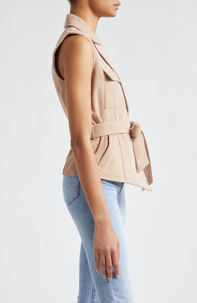 L'AGENCE Arbor Belted Wrap Front Suede Vest, Alternate, color, Cashew