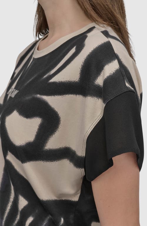 Dkny Print Chiffon Top In Floral Black