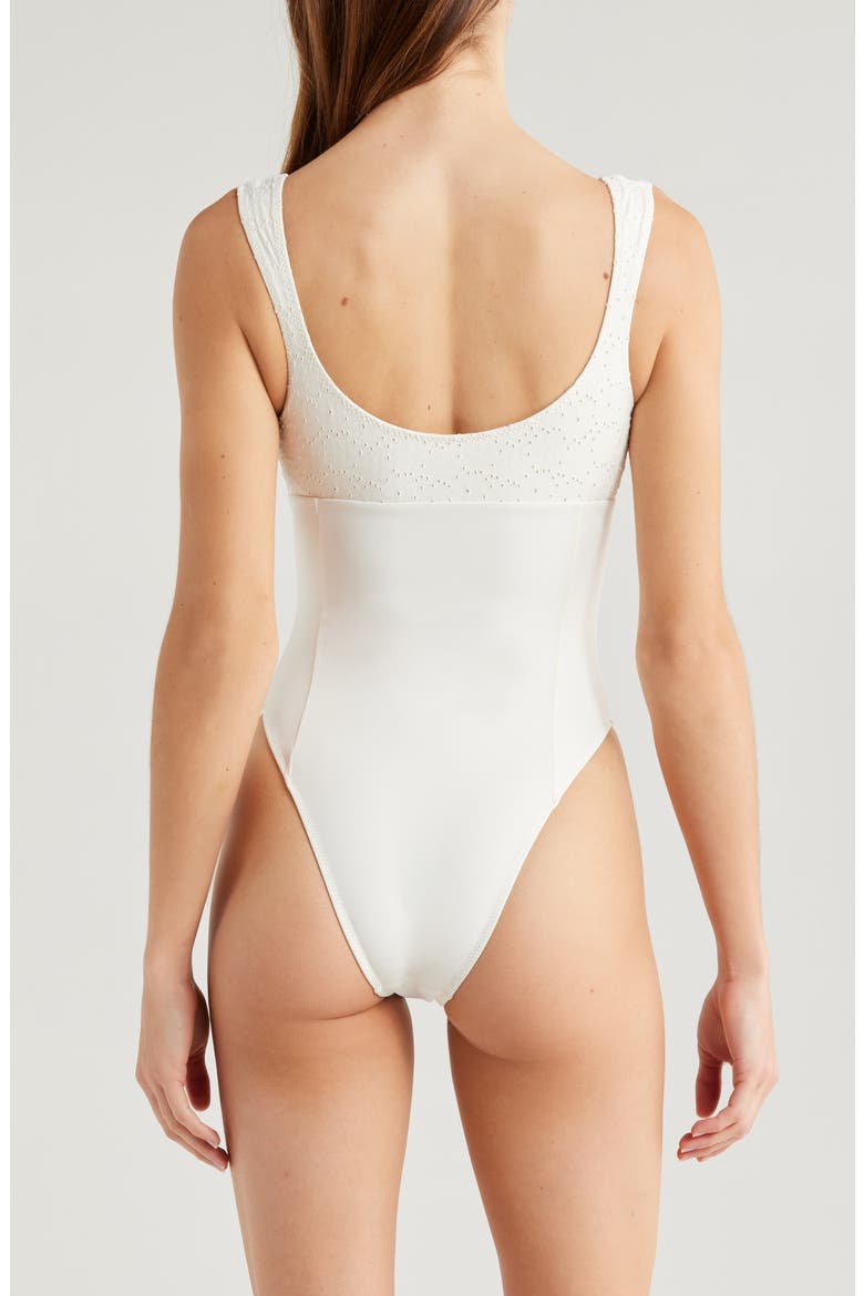 Maeve Eyelet One-Piece Swimsuit, Alternate, color, GARDENIA