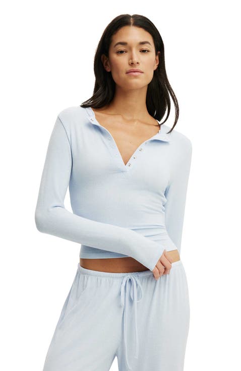 Women's Super Soft Henley Long Sleeve Top