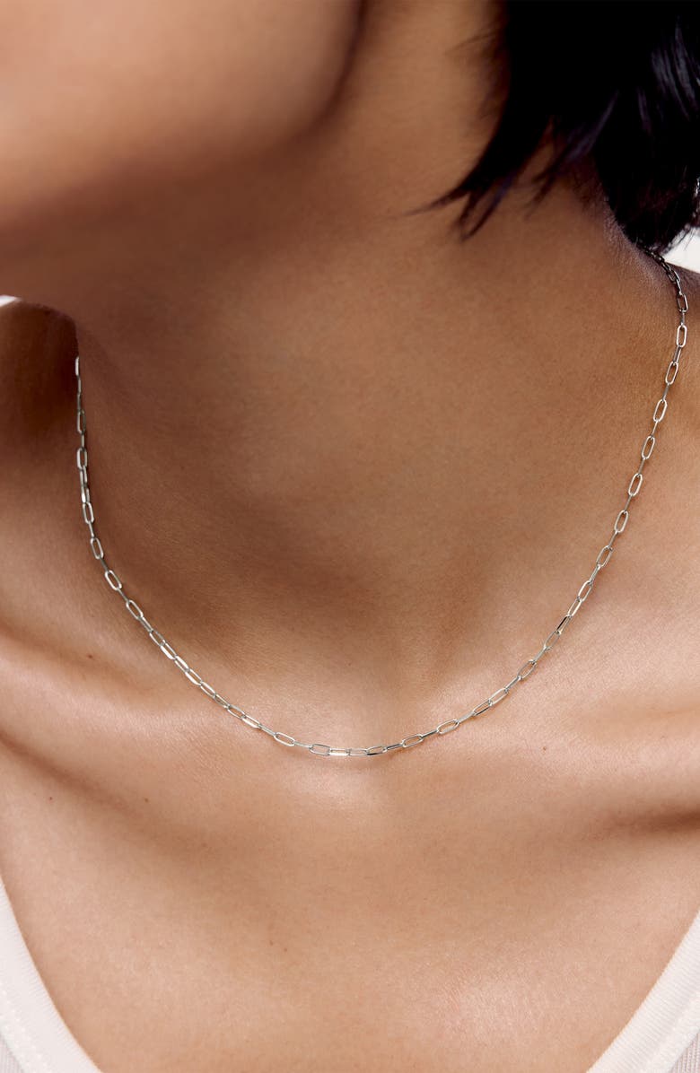 Monica Vinader Mini Paper Clip Chain Necklace, Alternate, color, 14Kt White Gold