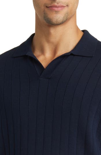 Frey's Crescent Rib Cotton Sweater Polo
