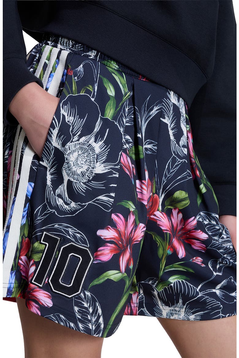 FARM Rio Floral Print Performance Shorts, Alternate, color, BLACK/CREAM WHITE/CRAFT GREEN