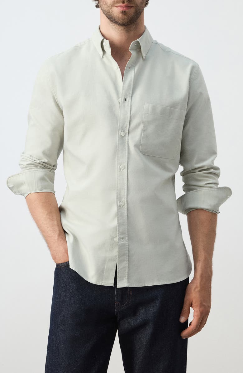 MANGO Regular Fit Oxford Button-Down Shirt, Main, color, Pastel Green