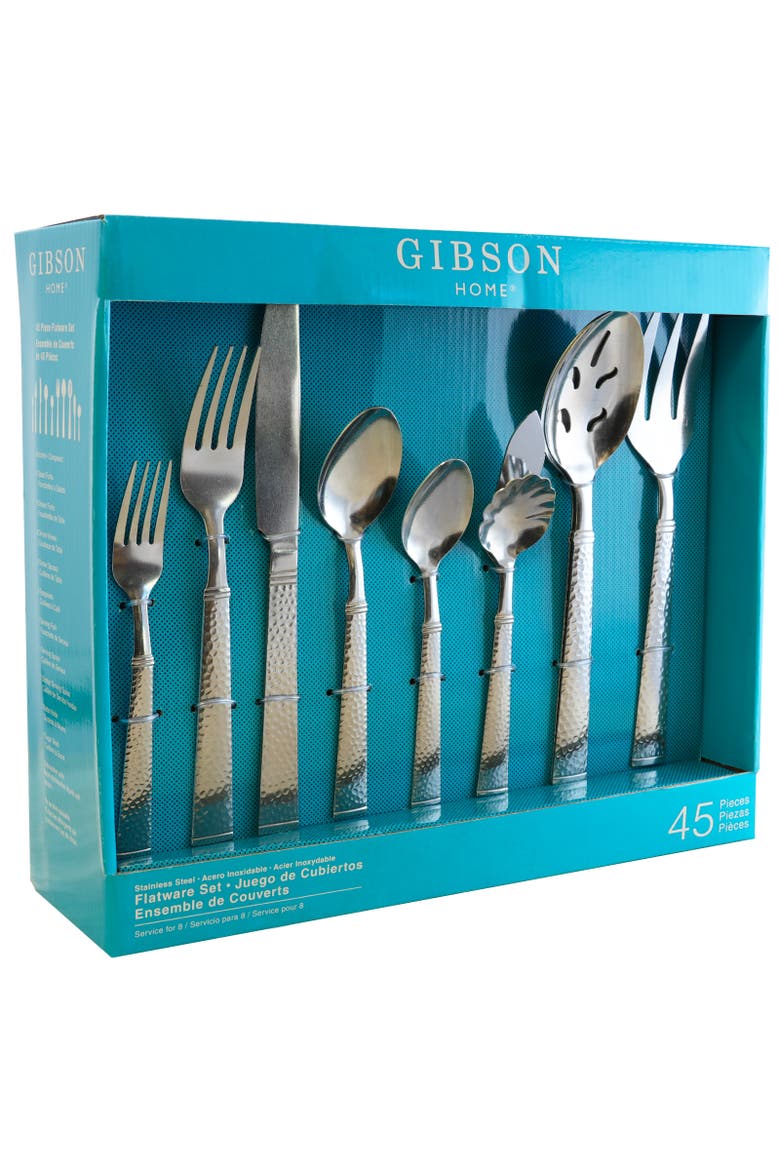 Prato 45 Piece Flatware Set, Main, color, Metallic Silver