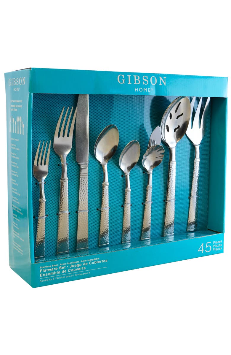 Gibson Home Prato 45 Piece Flatware Set, Main, color, Metallic Silver