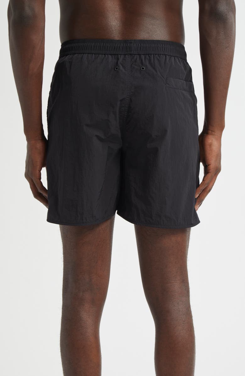 Moncler Crinkled Nylon Swim Trunks, Alternate, color, Black