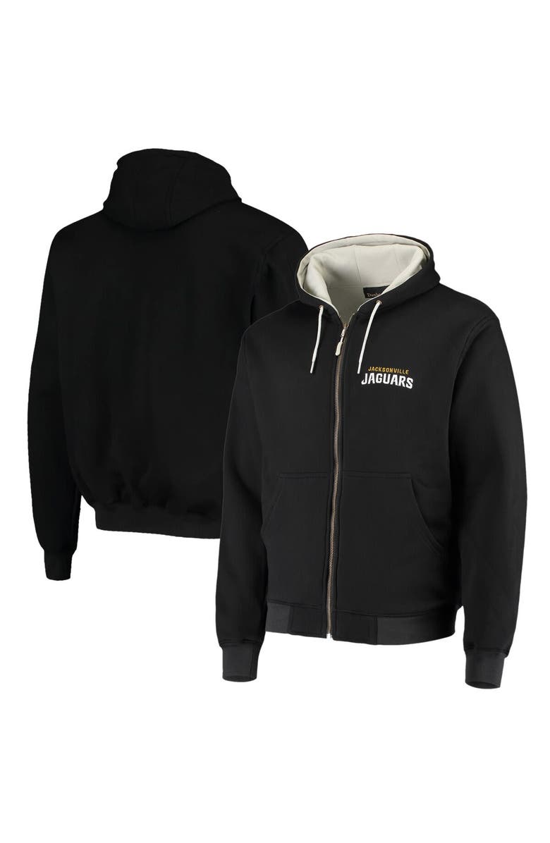 DUNBROOKE Men's Dunbrooke Black Jacksonville Jaguars Craftsman Thermal-Lined Full-Zip Hoodie, Main, color, Black