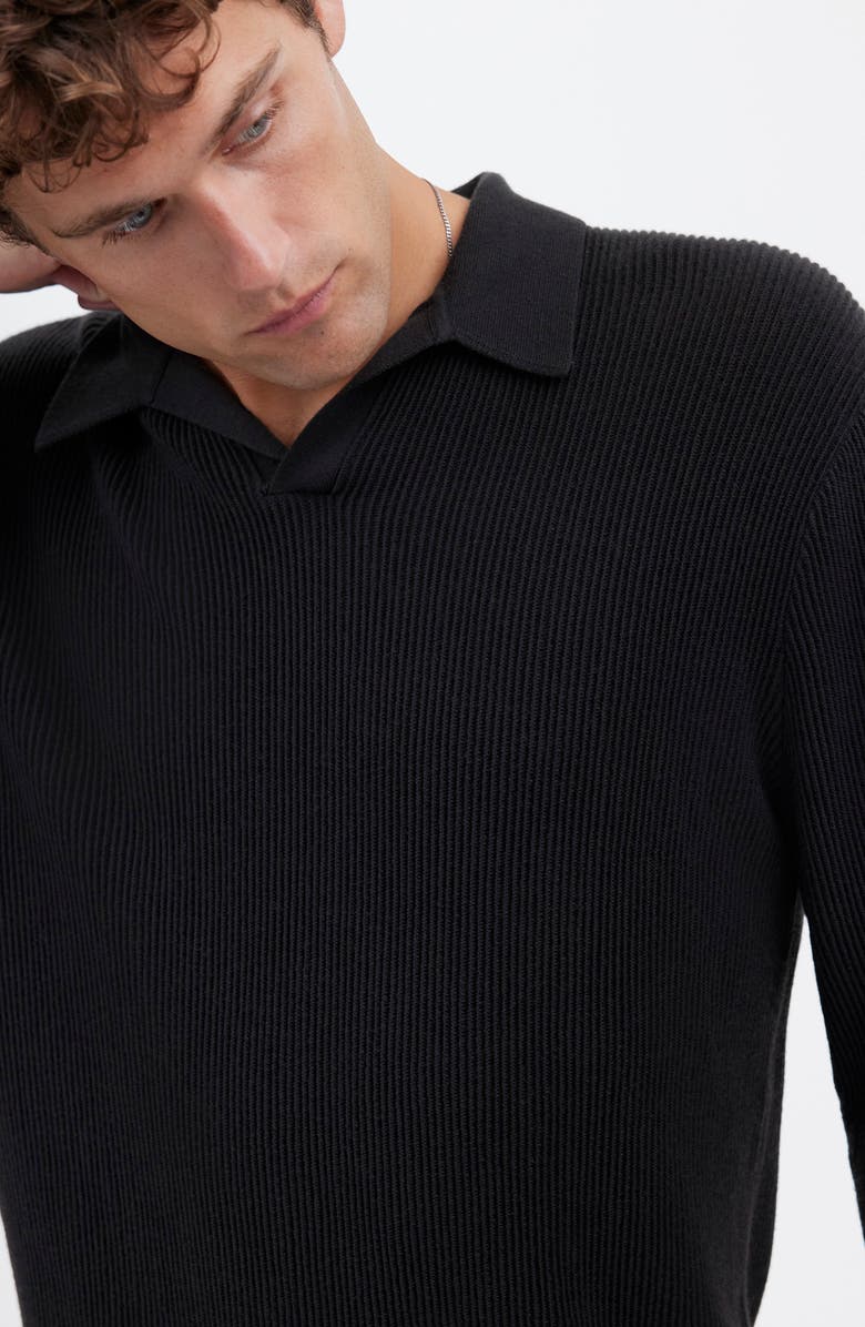 Madewell Johnny Collar Long Sleeve Merino Wool Sweater Polo, Alternate, color, Dark Bottle