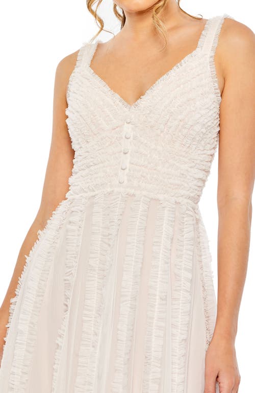 Mac Duggal Sleeveless Ruffle Tiered Dress In Oyster