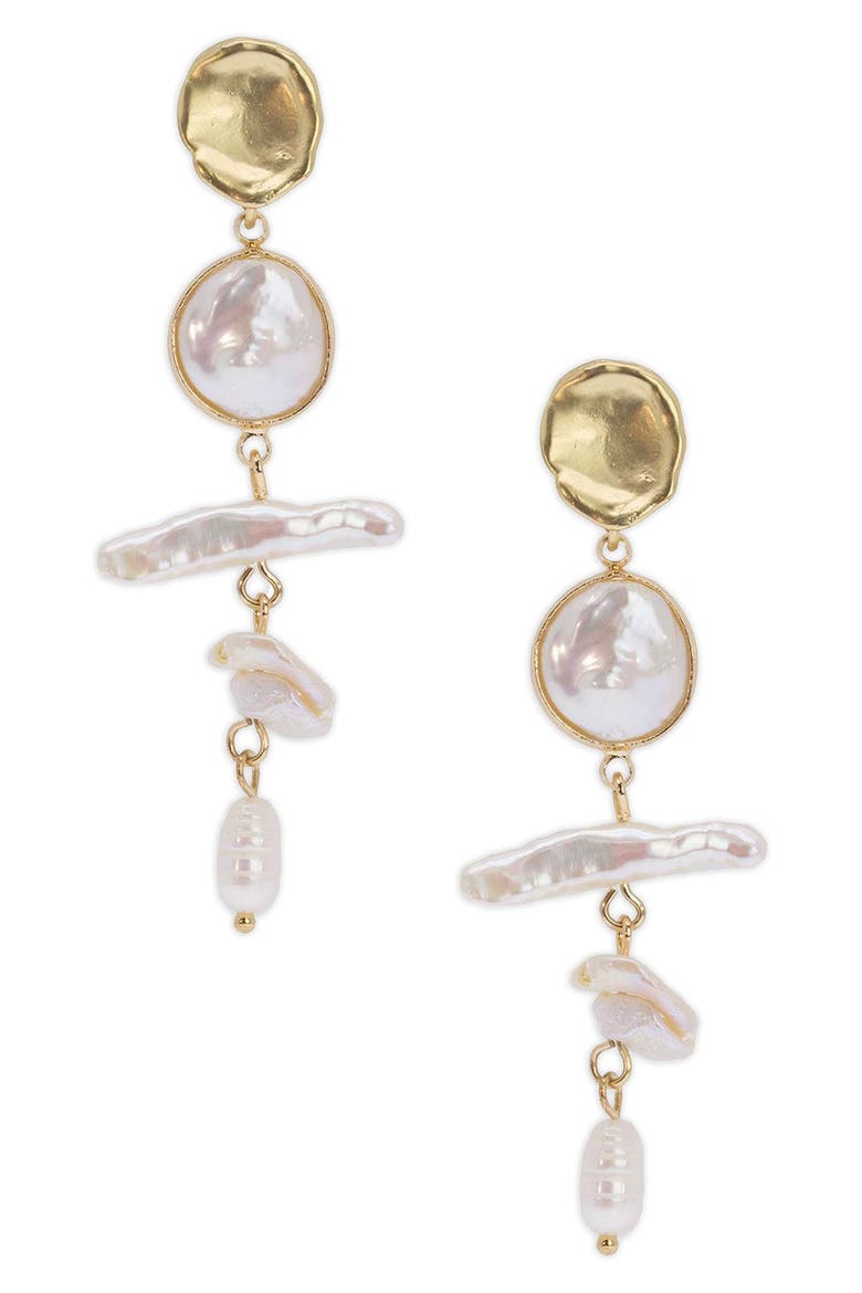 Baroque Freshwater Pearl Drop Earrings, Main, color, GOLD