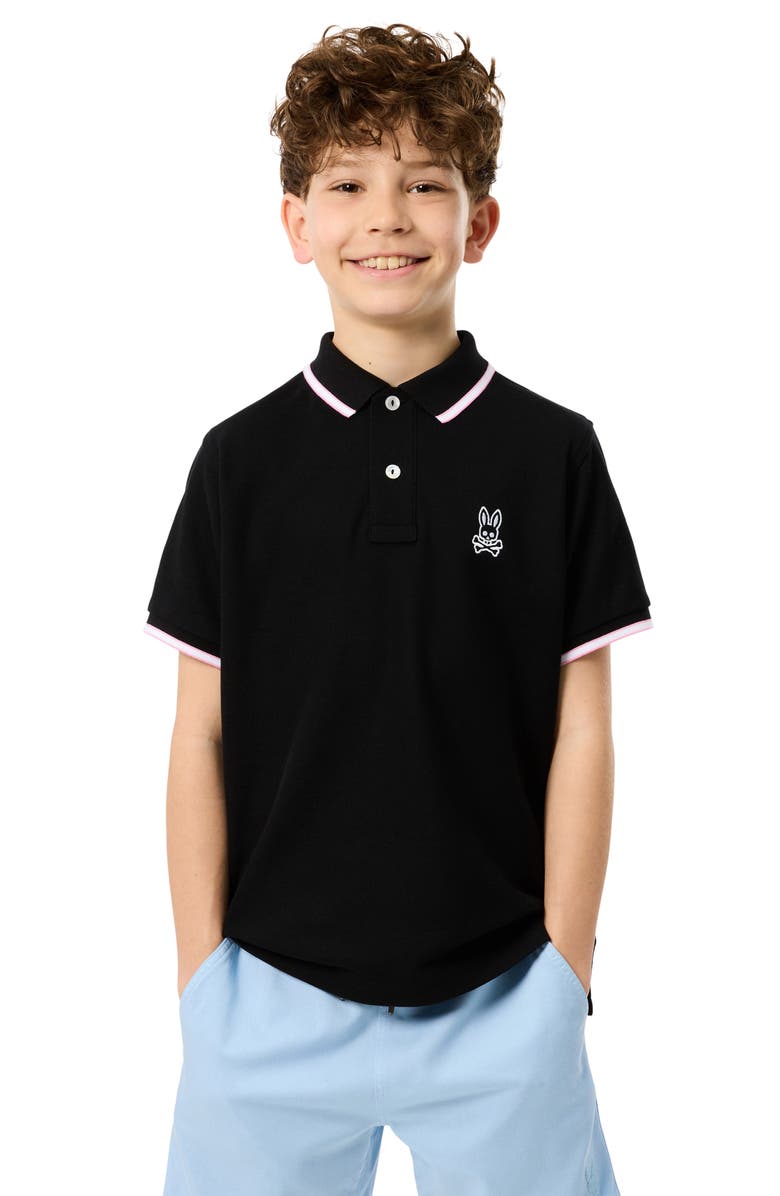 Psycho Bunny Kids' Bunny Tipped Piqué Polo, Alternate, color, 