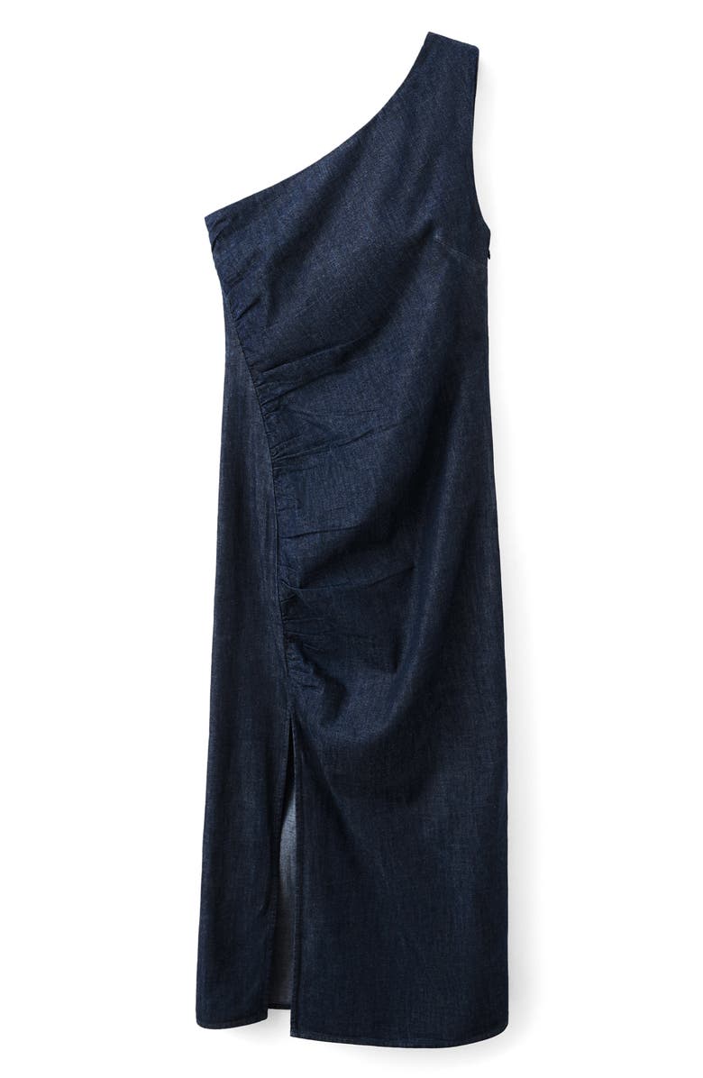 MANGO Asymmetric Nonstretch Denim Midi Dress, Alternate, color, 