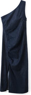 MANGO Asymmetric Nonstretch Denim Midi Dress