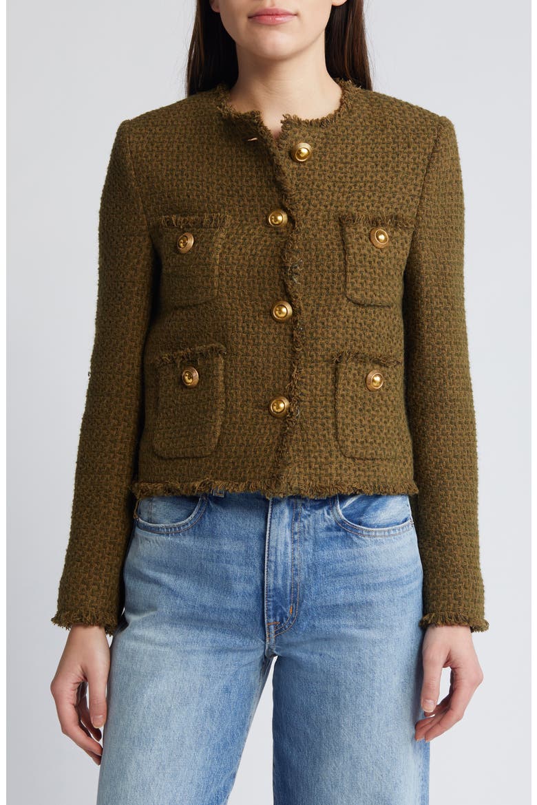 Wintour Tweed Jacket, Alternate, color, KHAKI