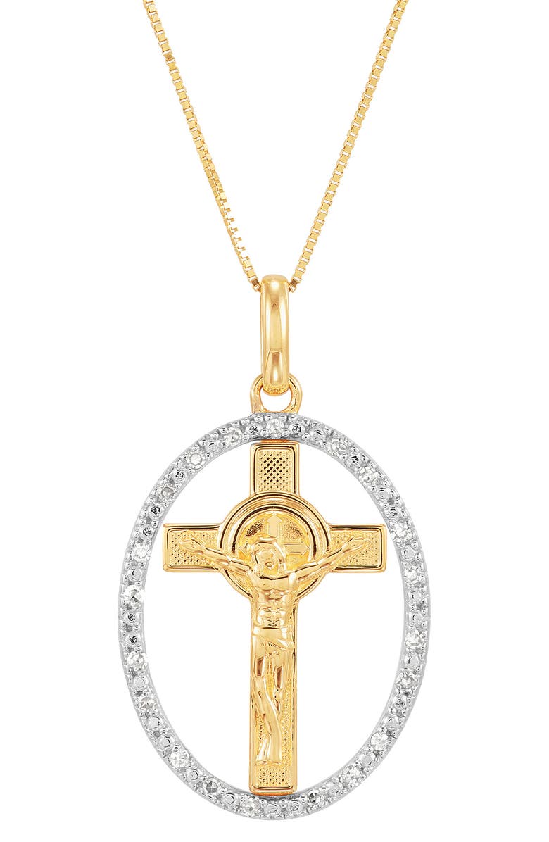Frankie & Zoe Lab-Grown Diamond Cross Pendant Necklace, Main, color, Yellow Gold