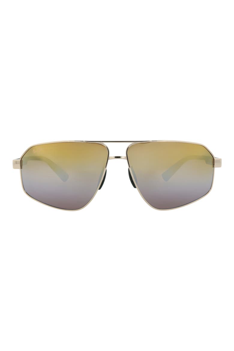 60mm Polarized Aviator Sunglasses, Main, color, GOLD GREEN GOLD