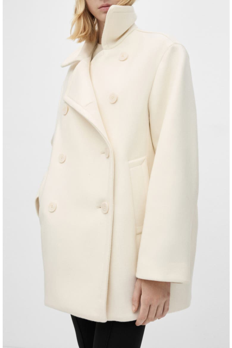 Double Breasted Virgin Wool Blend Coat, Main, color, ECRU