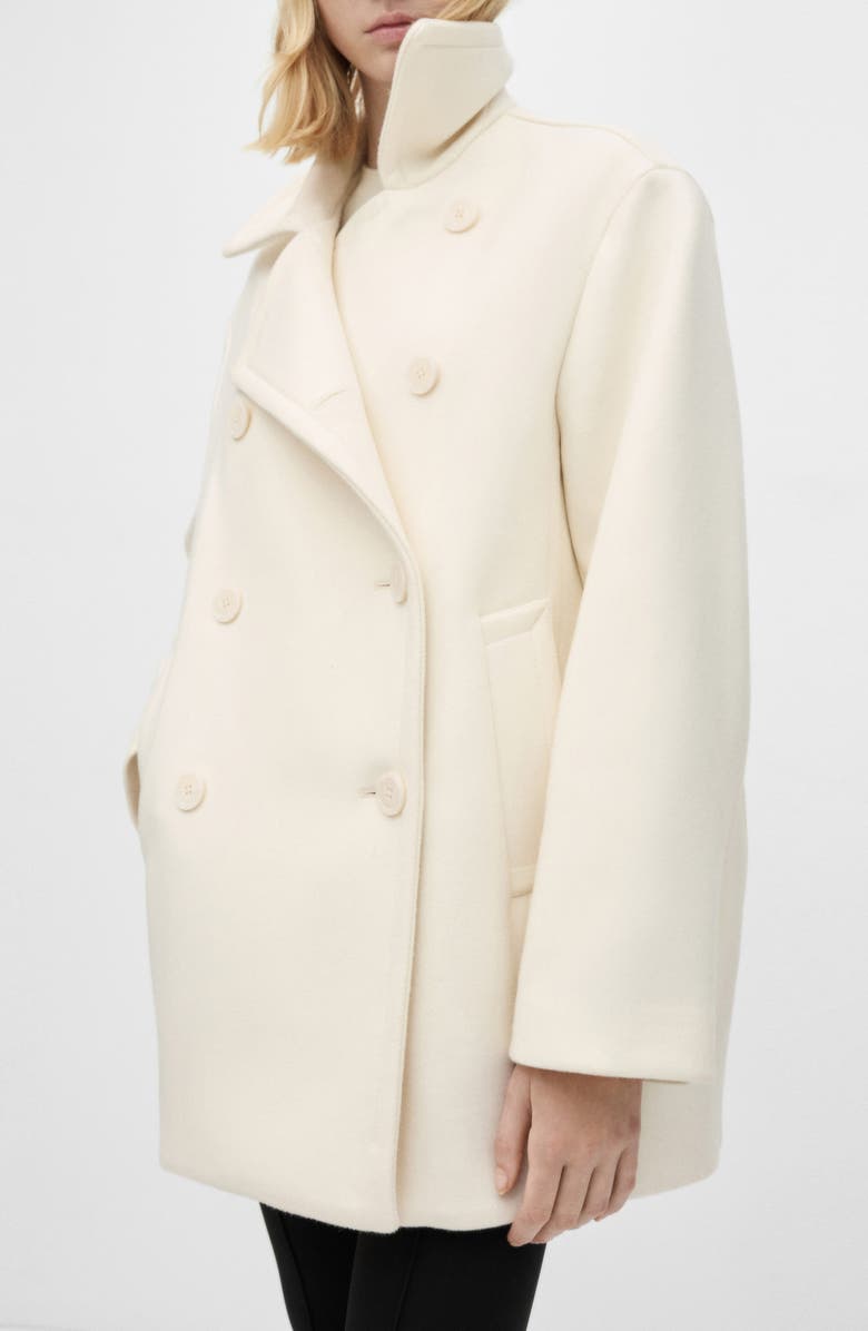 MANGO Double Breasted Virgin Wool Blend Coat, Main, color, 