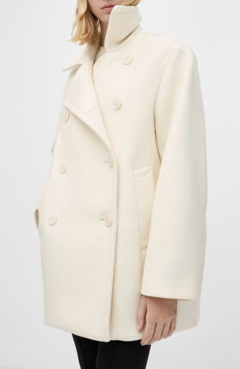 MANGO MANGO DOUBLE BREASTED VIRGIN WOOL BLEND COAT