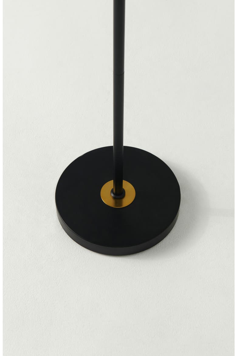 Swoop 69" Industrial Adjustable LED Floor Lamp with Metal Bowl Shade and Gold Accent, Alternate, color, BLACK