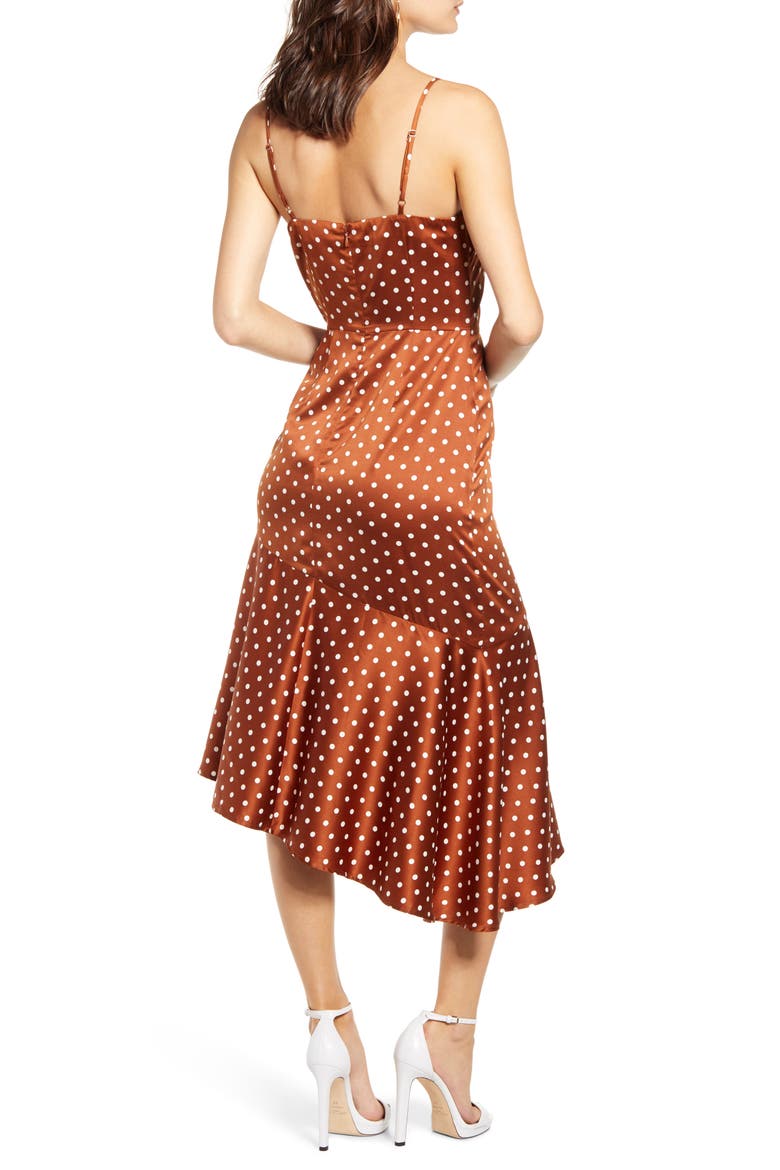 Cowl Neck Midi Dress, Alternate, color, RUST DOT