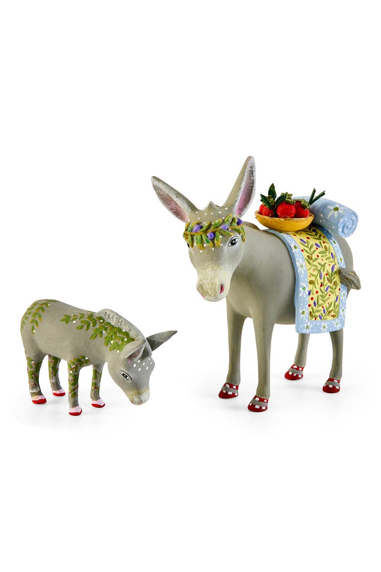 Patience Brewster Nativity Mother & Baby Donkey Figures, Alternate, color, GREY