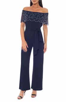 Marina Scalloped Off the Shoulder Jumpsuit