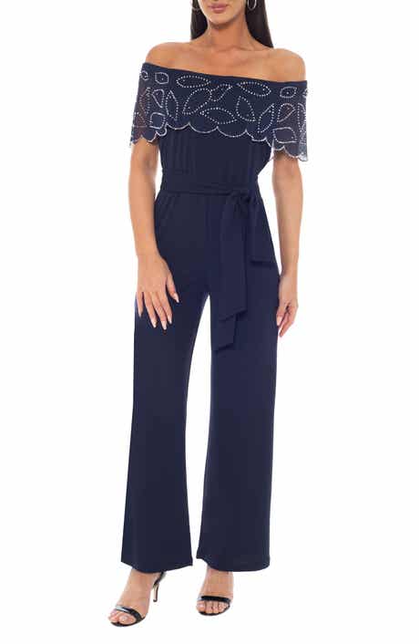Marina Scalloped Off the Shoulder Jumpsuit