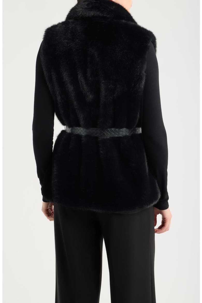 Belted Faux Fur Vest, Alternate, color, BLACK
