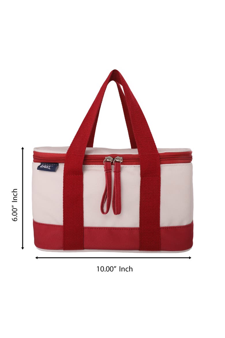 Rectangular Small Cooler Bag Insulated 1.5 Gal, Canvas Soft Cooler with Tote Handles and Zip Closure, Alternate, color, Cranberry