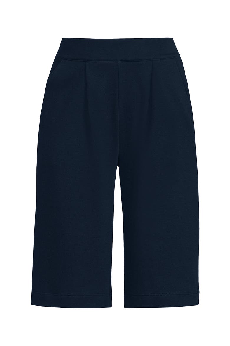 Knit High Rise Pleated 12" Bermuda Shorts, Alternate, color, Radiant Navy
