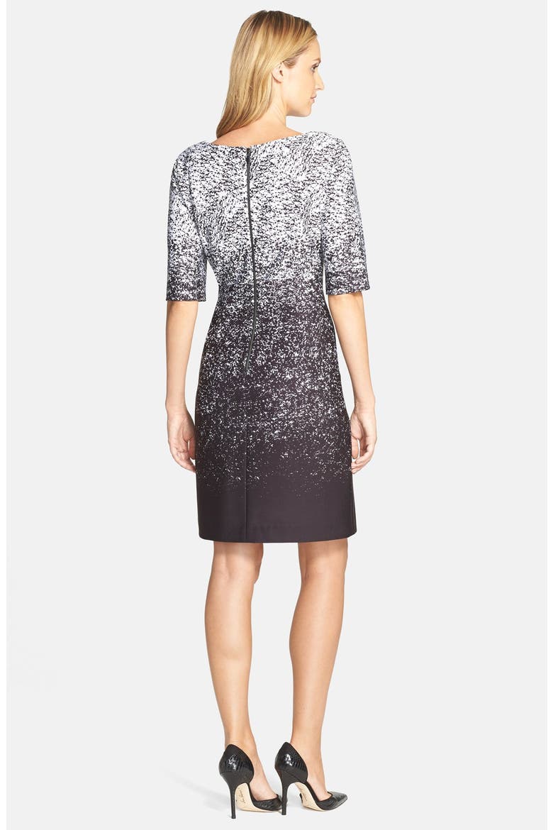Ombré Print Scuba Sheath Dress, Alternate, color, BLACK/ IVORY
