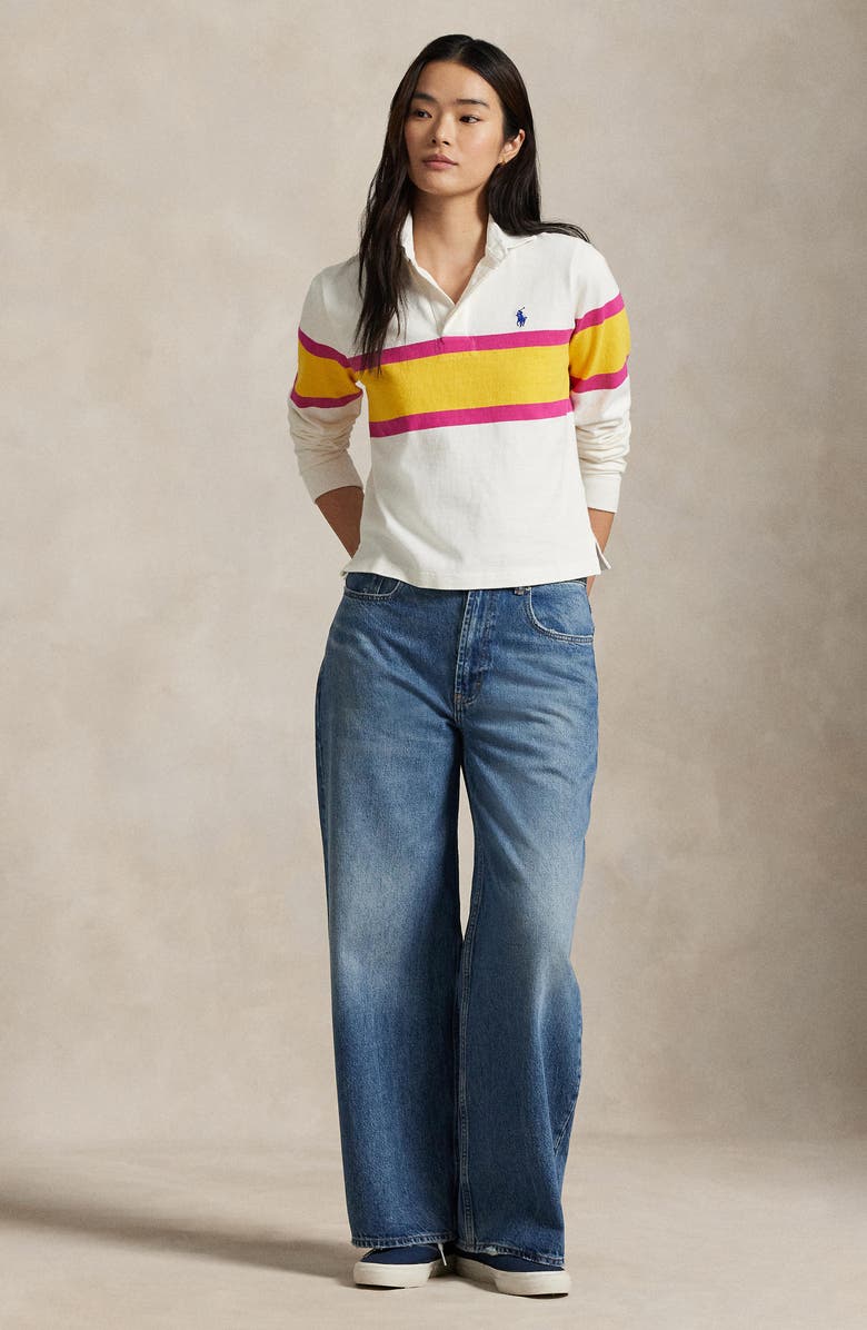 Polo Ralph Lauren Colorblock Cotton Rugby Shirt, Alternate, color,