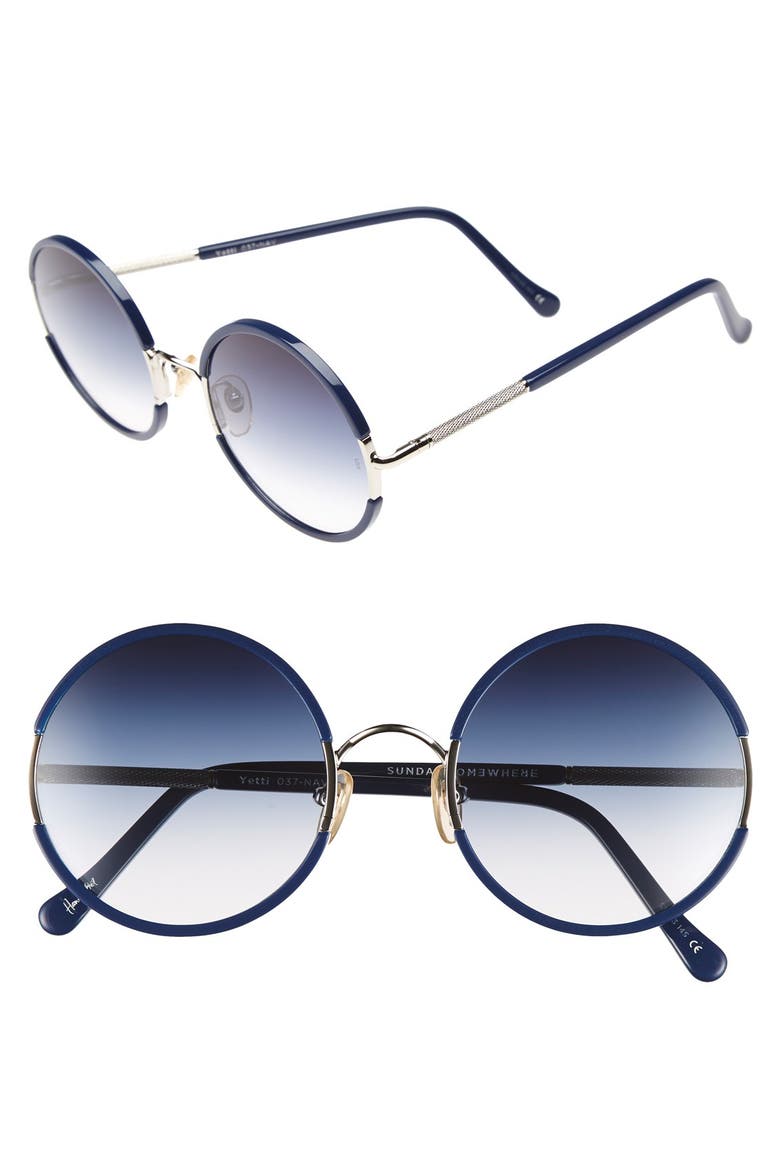 'Yetti' 53mm Round Sunglasses, Main, color, NAVY
