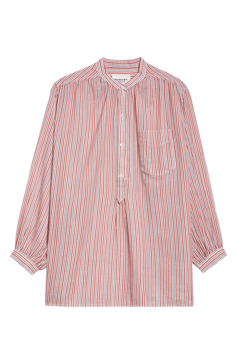Isabel Marant Étoile Sapha Long Sleeve Stripe Button-Up Shirt, Alternate, color, Ecru/ Red