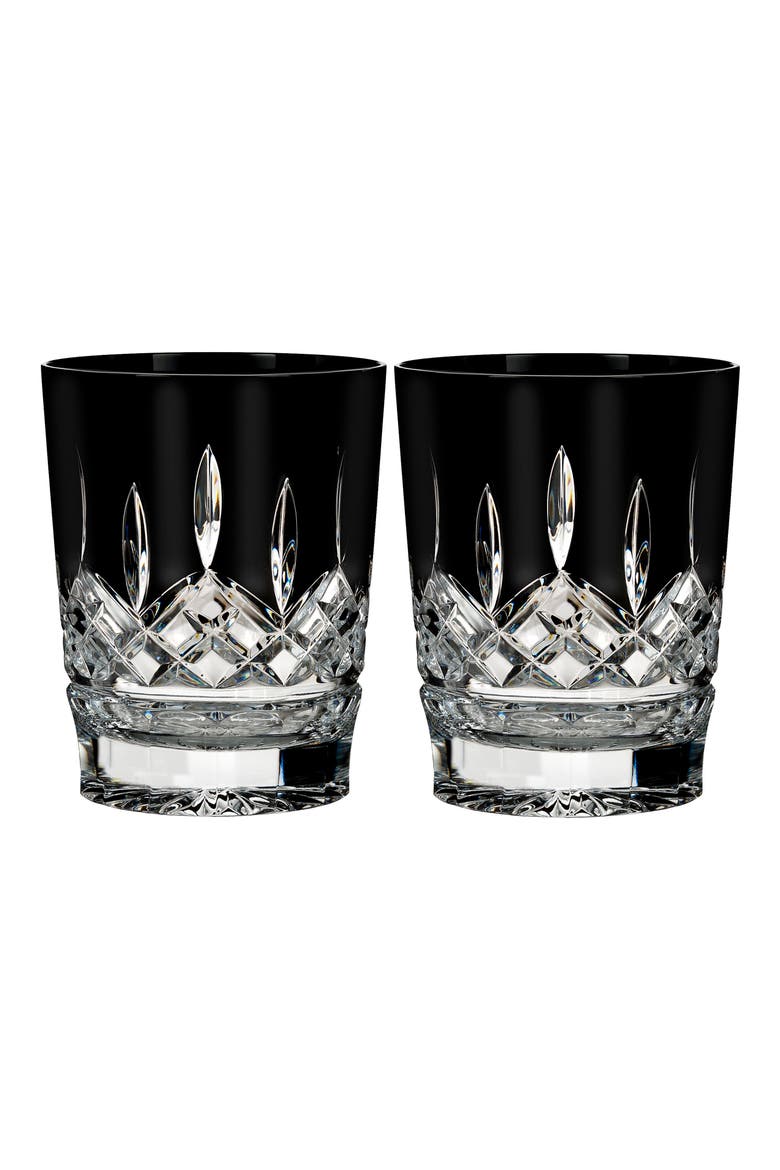 Lismore Diamond Set of 2 Black Lead Crystal Double Old Fashioned Glasses, Main, color, CRYSTAL