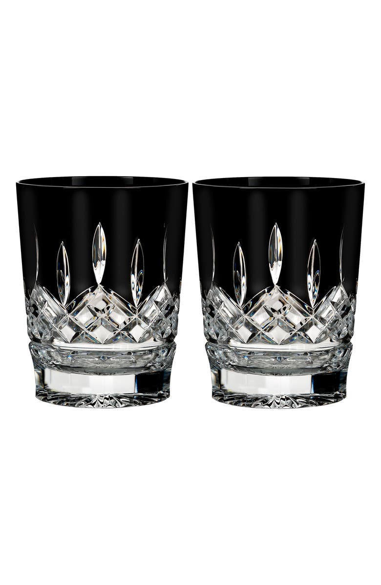 Waterford Lismore Diamond Set of 2 Black Lead Crystal Double Old Fashioned Glasses, Main, color, Crystal