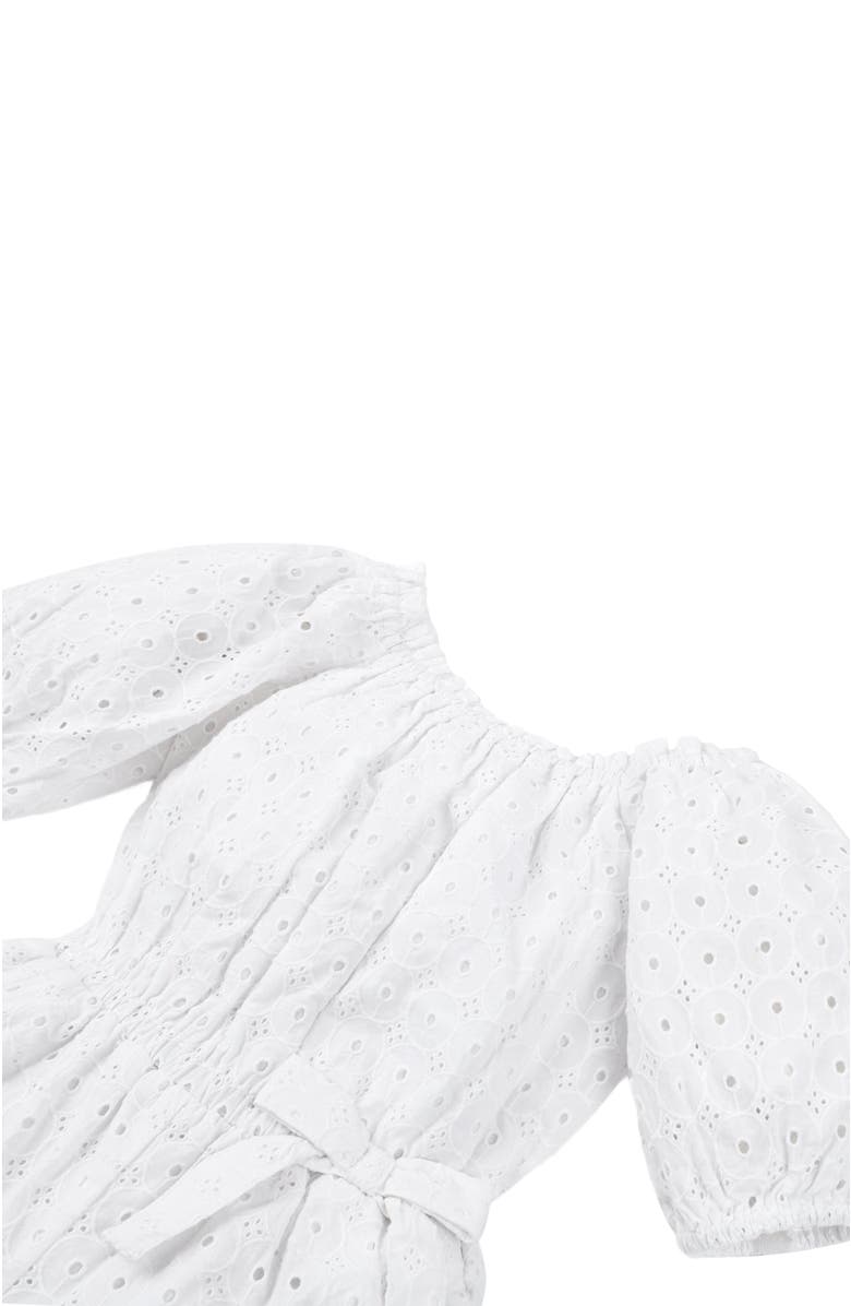 Hope & Henry Girls' Puff Sleeve Eyelet Romper, Kids, Alternate, color,