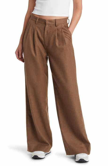 x EmRata Joan Pleated Wide Leg Wool Pants