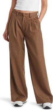 AG x EmRata Joan Pleated Wide Leg Wool Pants