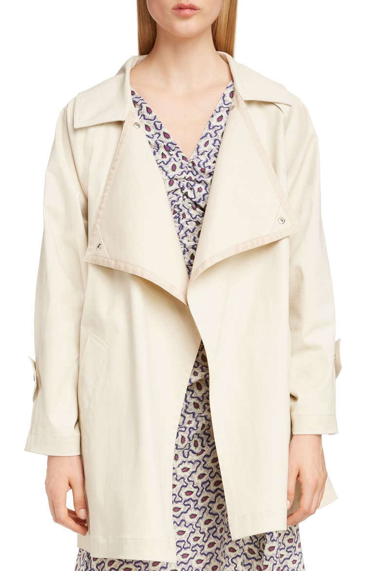 Coated Stretch Cotton Trench Coat, Main, color, ECRU