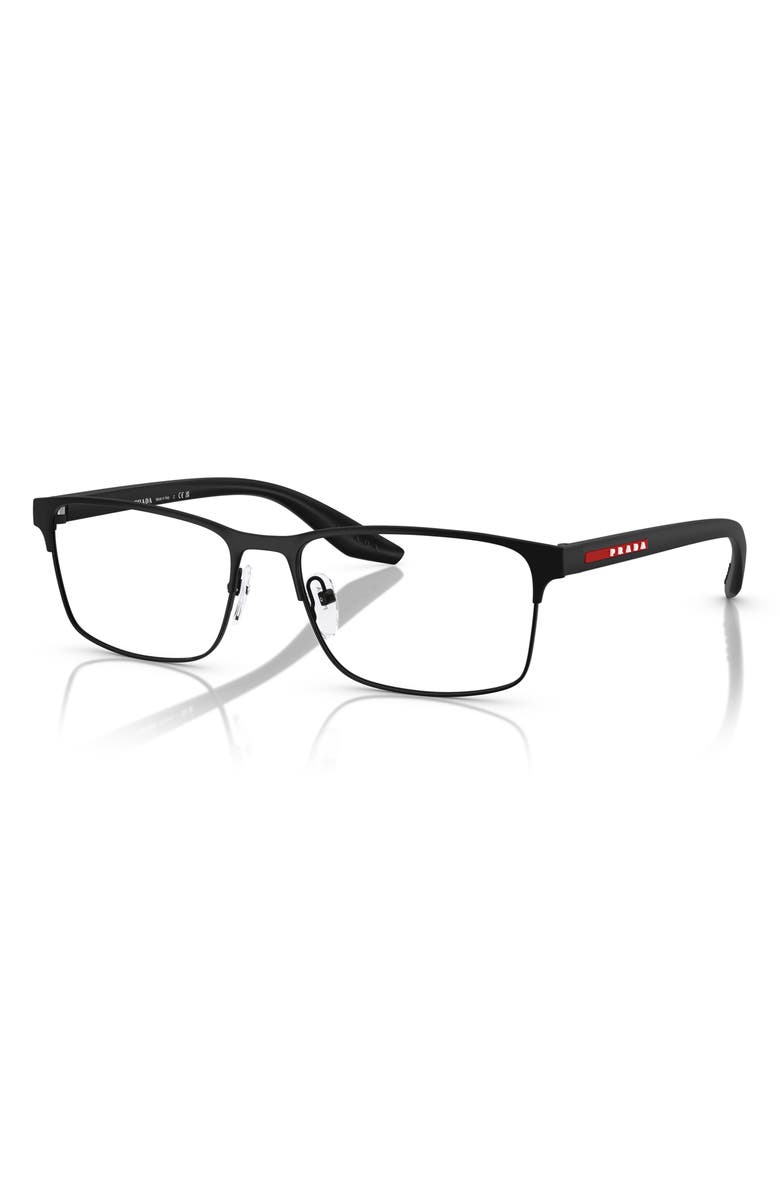 Prada Linea Rossa 55mm Rectangular Optical Glasses, Alternate, color, 