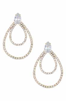 Layered Crystal Frontal Hoop Earrings