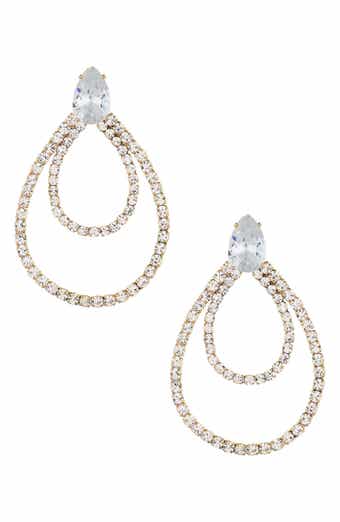 Layered Crystal Frontal Hoop Earrings