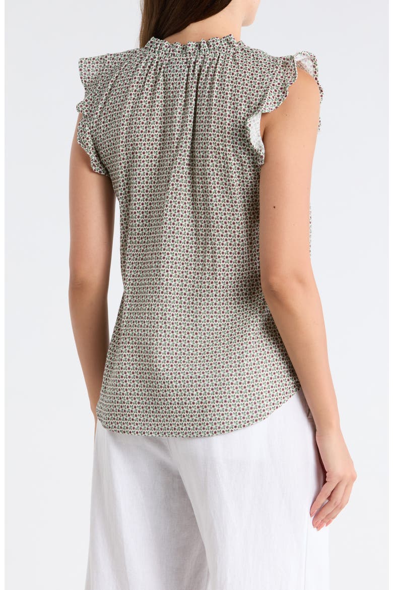 Ruffle Sleeveless Cotton Top, Alternate, color, GREEN/PEACH FLORAL